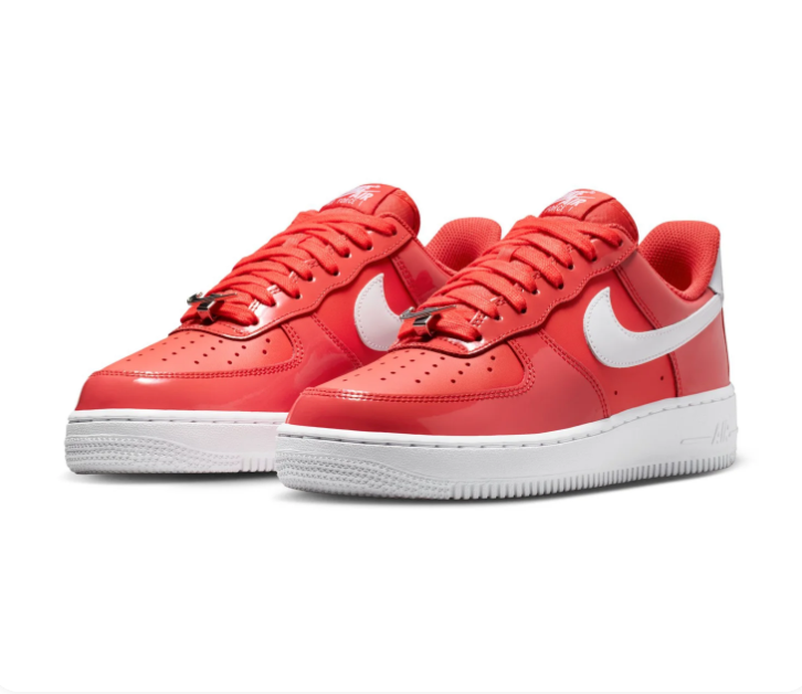 Nike Air Force 1 Low '07 LV8 University Red Patent Leather White Swoosh Sneakers