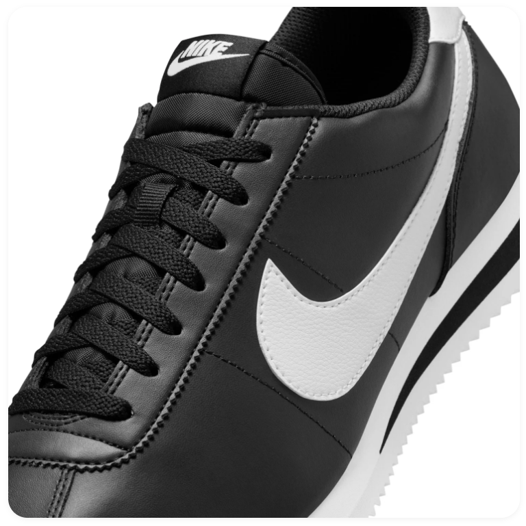 Nike Cortez Black White Leather Classic Retro Sneakers