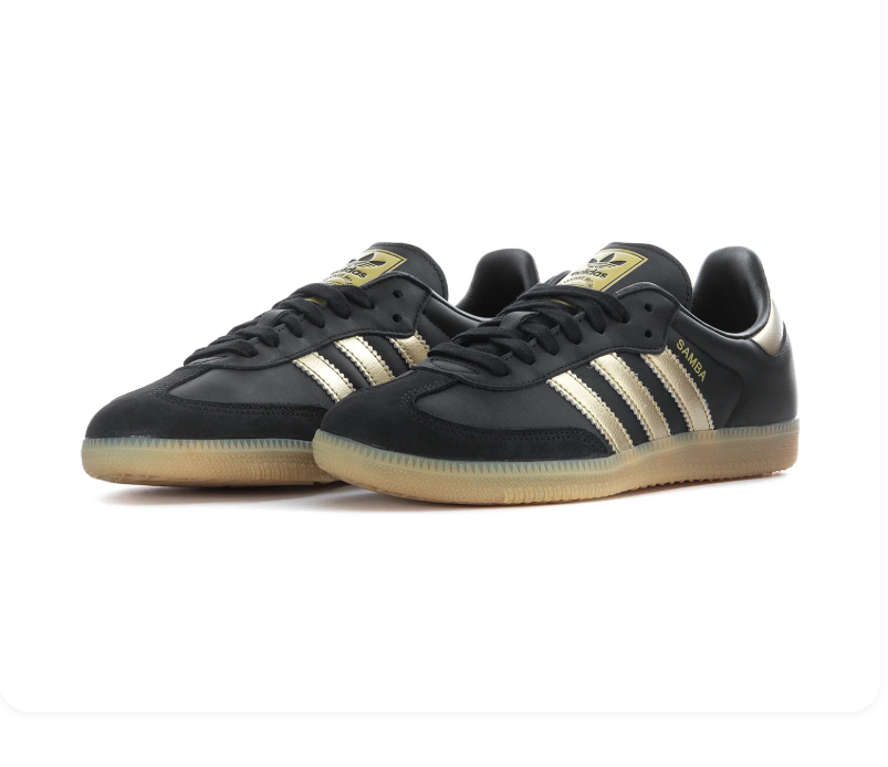 Adidas Samba OG Black Gold Metallic Gum Sneakers