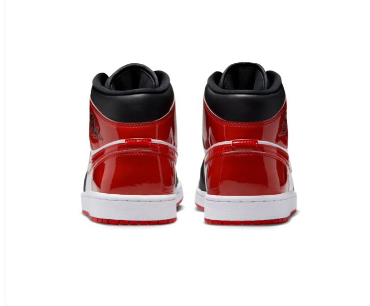 Air Jordan 1 Mid Bred Toe Black Red White Sneakers