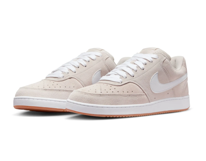 Nike Court Vision Low Premium Sanddrift White Gum Suede Tonal Court Sneakers