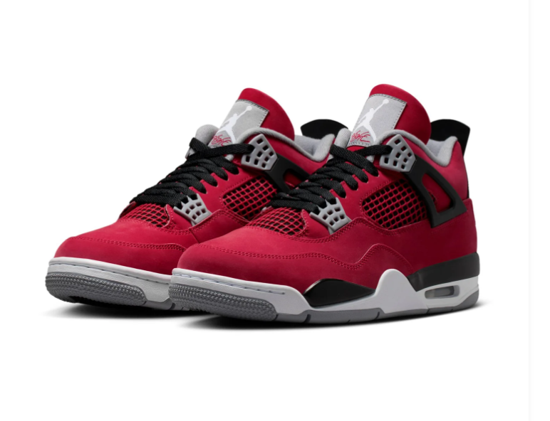 Air Jordan 4 Retro Toro Bravo Fire Red Black Grey Sneakers