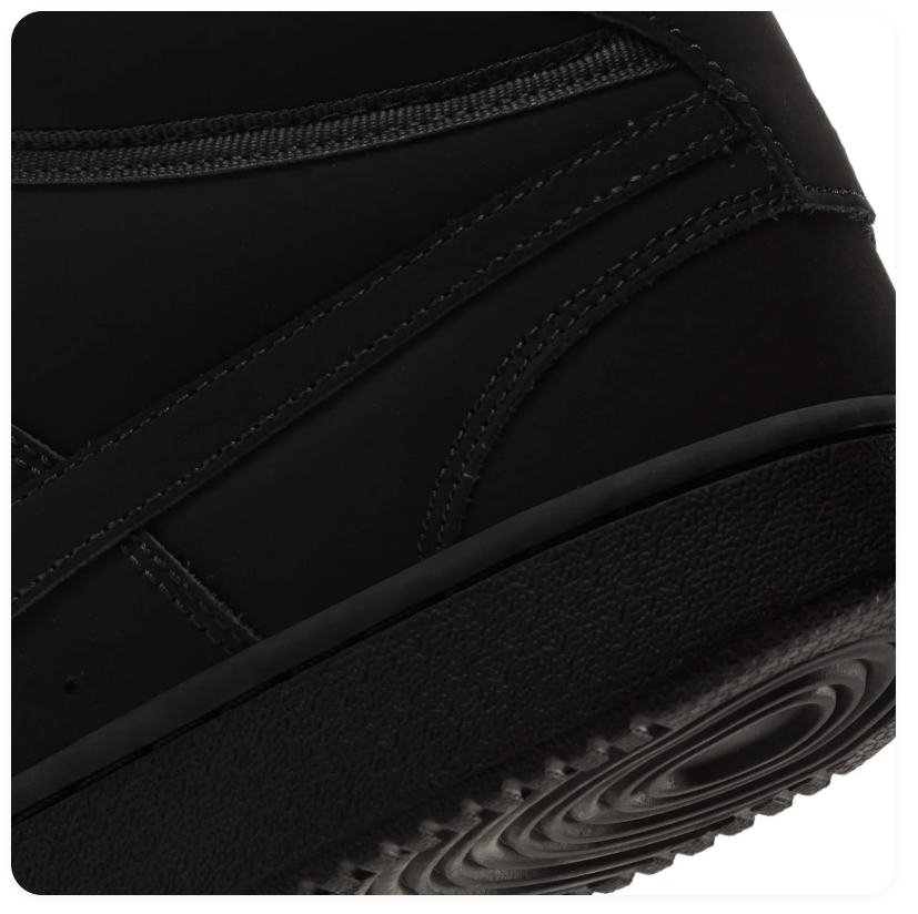 Nike Court Vision Mid Triple Black Tonal Suede Mid-Top Basketball Sneakers
