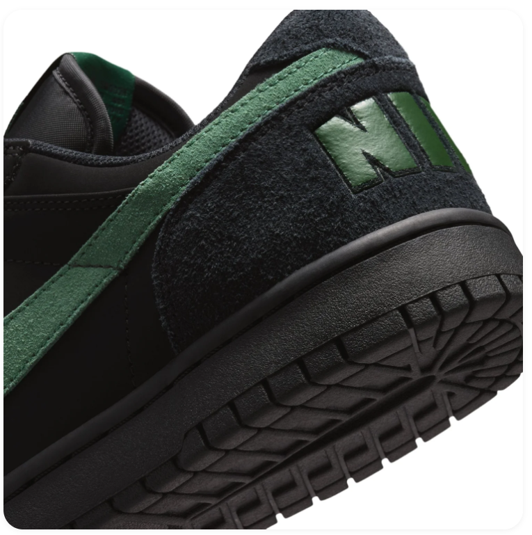 Nike Dunk Low Black Gorge Green Suede Retro Basketball Sneakers