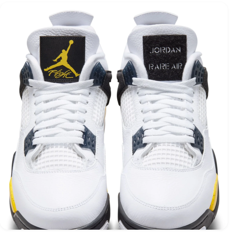 Air Jordan 4 Retro White Thunder Yellow Black Sneakers