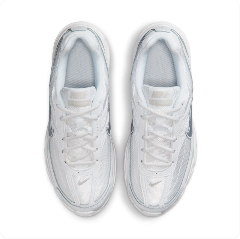 Nike Initiator Triple White Metallic Silver Retro Running Sneakers