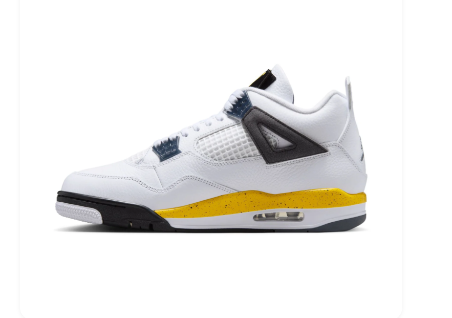 Air Jordan 4 Retro White Thunder Yellow Black Sneakers