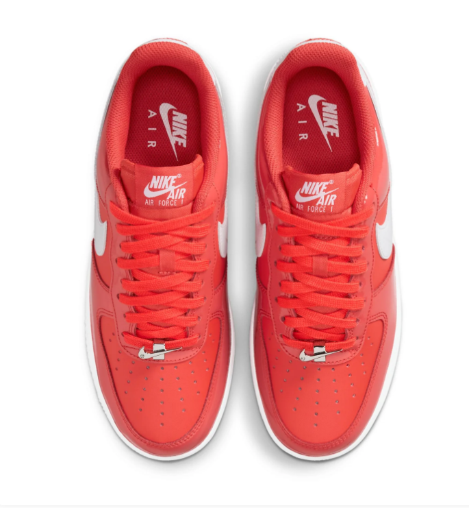 Nike Air Force 1 Low '07 LV8 University Red Patent Leather White Swoosh Sneakers