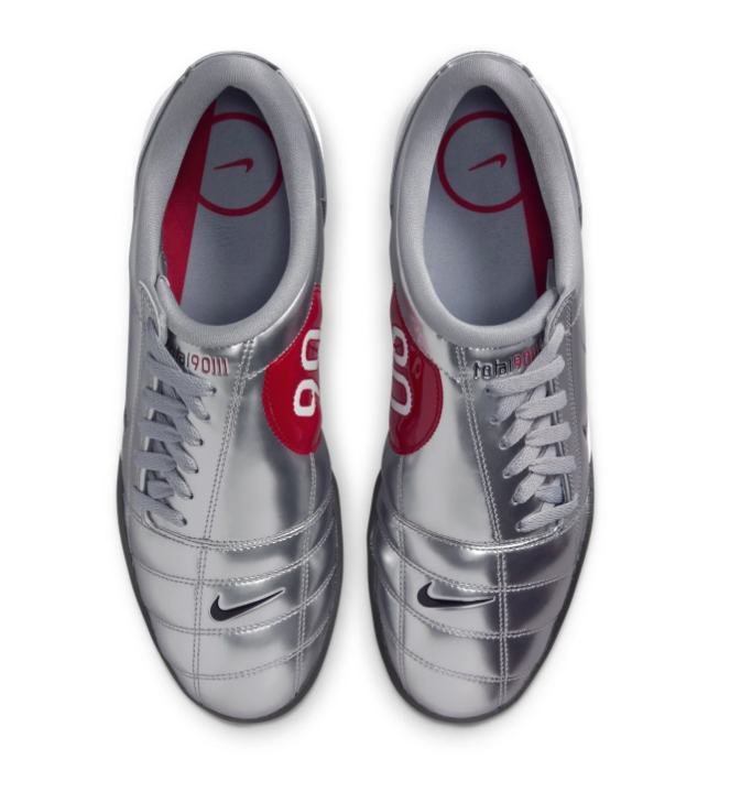 Nike Total 90 Laser IC Metallic Silver Dark Red Black Indoor Court Football Sneakers