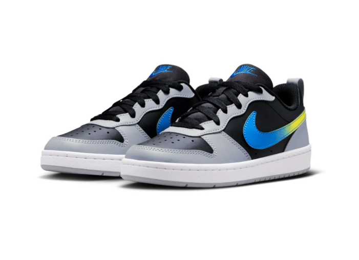 Nike Court Vision Low Black Wolf Grey Photo Blue Yellow Strike Multi-Color Court Lifestyle Sneakers
