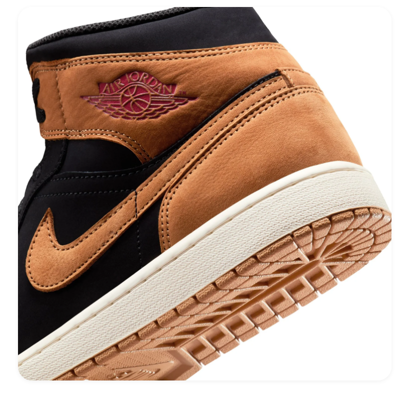 Air Jordan 1 Mid Wheat Black Ale Brown Pink Sneakers