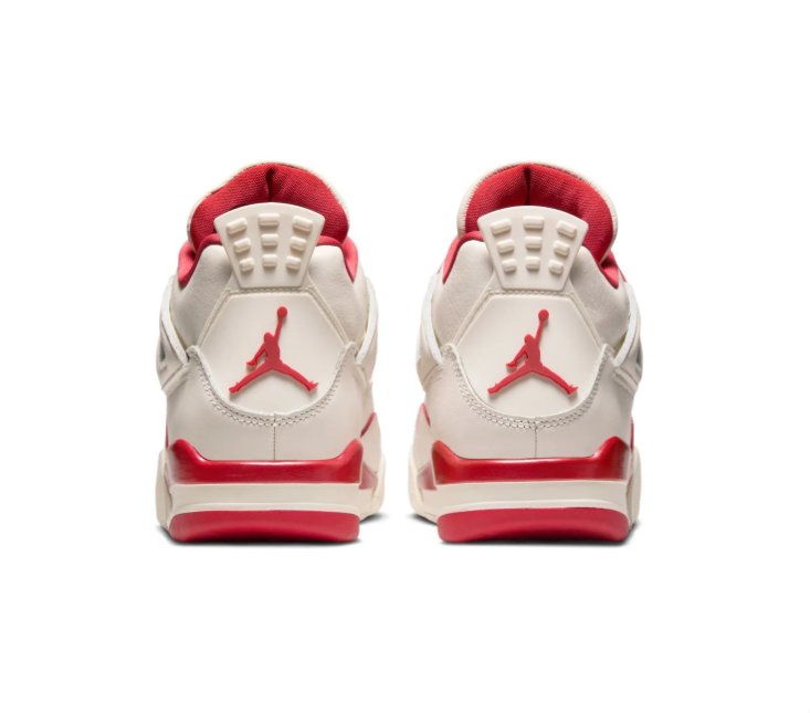 Air Jordan 4 Retro Sail Crimson Red White Sneakers