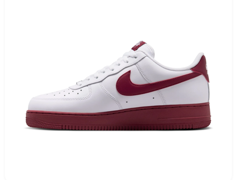 Nike Air Force 1 Low '07 White Team Red Swoosh Red Sole Classic Court Sneakers