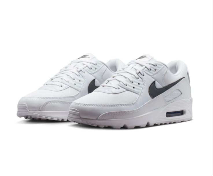 Nike Air Max 90 White Dark Smoke Grey Classic Running Lifestyle Sneakers