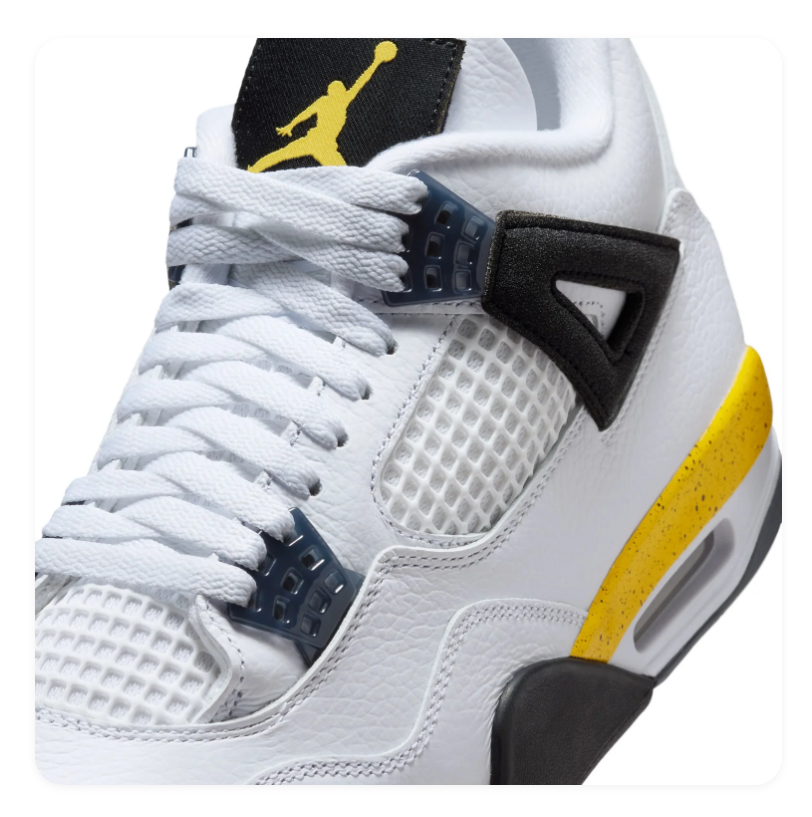 Air Jordan 4 Retro White Thunder Yellow Black Sneakers