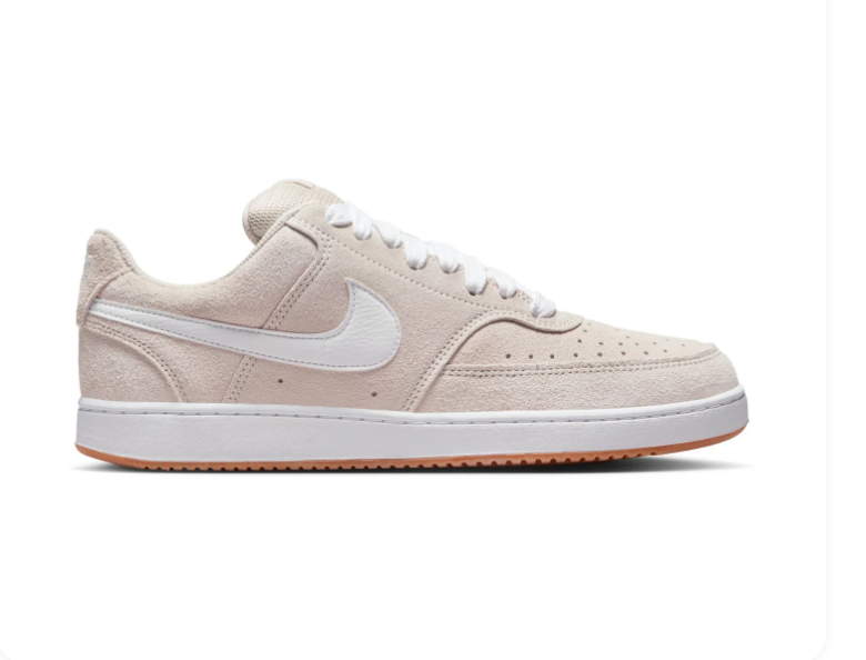 Nike Court Vision Low Premium Sanddrift White Gum Suede Tonal Court Sneakers