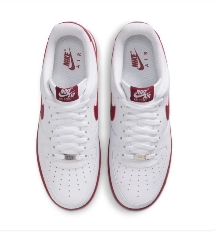 Nike Air Force 1 Low '07 White Team Red Swoosh Red Sole Classic Court Sneakers