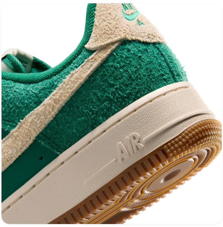 Nike Air Force 1 Low '07 Malachite Green Sail University Gold Embossed Texture Gum Classic Court Lifestyle Sneakers
