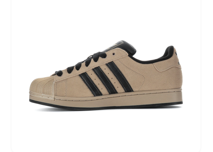 Adidas Superstar Sand Beige Black Suede Shell Toe Sneakers