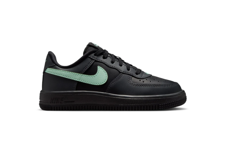 Nike Air Force 1 Low '07 Black Jade Ice Mint Green Swoosh Triple Black Court Sneakers