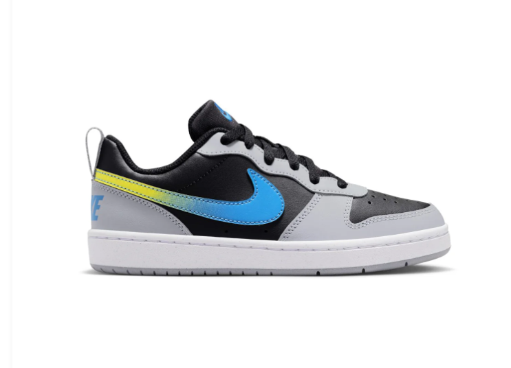 Nike Court Vision Low Black Wolf Grey Photo Blue Yellow Strike Multi-Color Court Lifestyle Sneakers