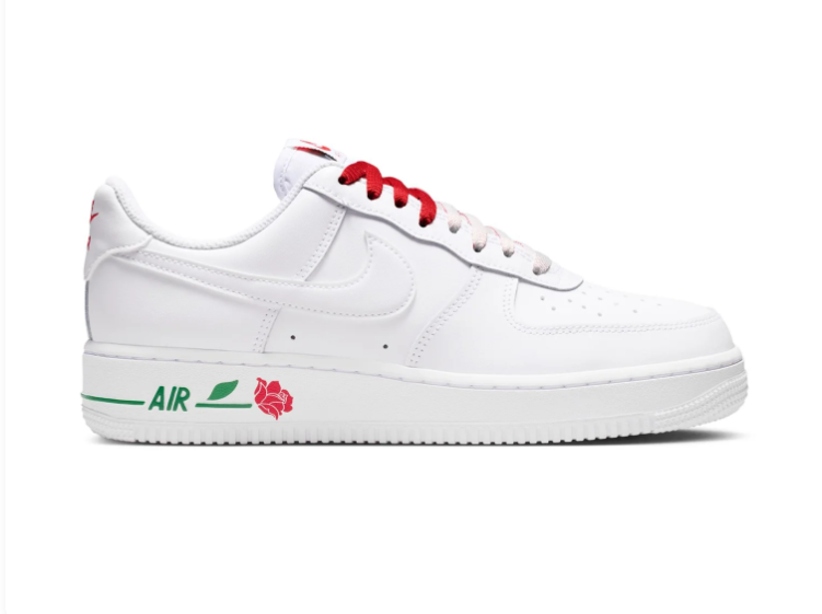 Nike Air Force 1 Low '07 SE White University Red Rose Floral Valentine Lifestyle Court Sneakers