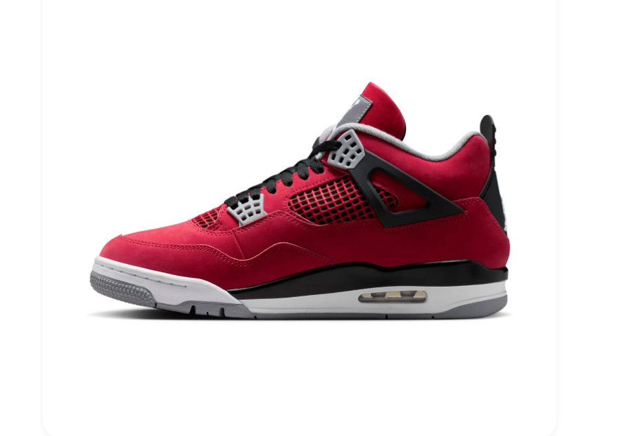 Air Jordan 4 Retro Toro Bravo Fire Red Black Grey Sneakers