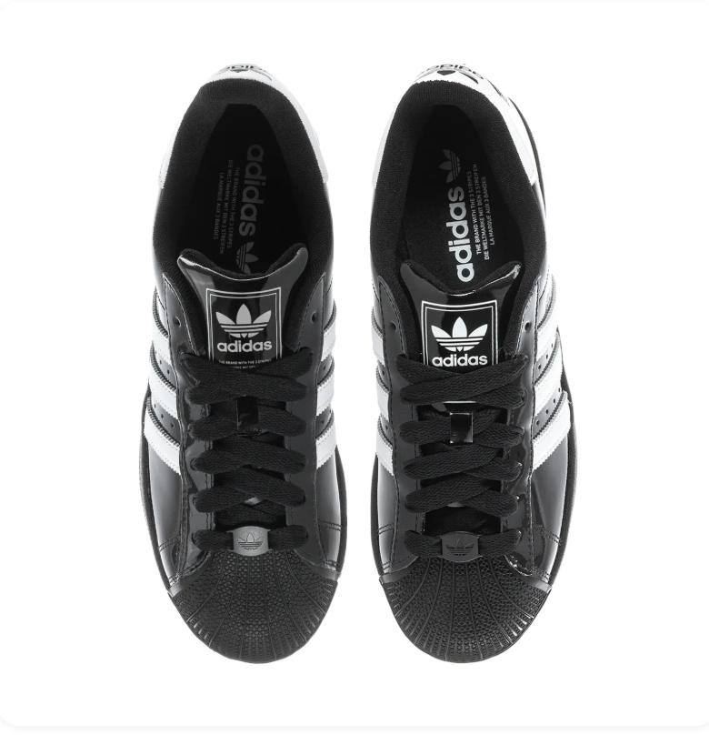 Adidas Superstar Black Patent Leather White Shell Toe Sneakers