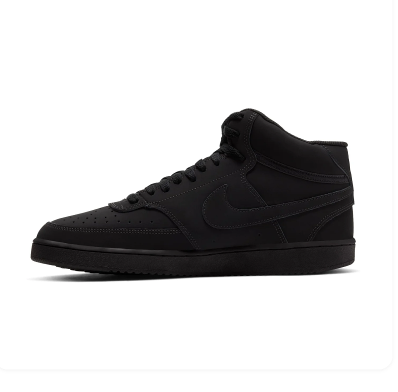 Nike Court Vision Mid Triple Black Tonal Suede Mid-Top Basketball Sneakers