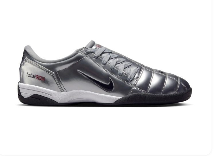Nike Total 90 Laser IC Metallic Silver Dark Red Black Indoor Court Football Sneakers