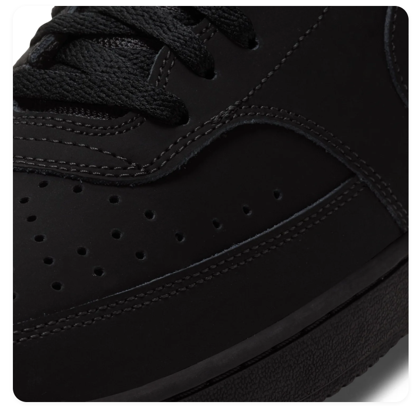 Nike Court Vision Mid Triple Black Tonal Suede Mid-Top Basketball Sneakers