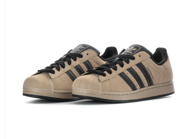 Adidas Superstar Sand Beige Black Suede Shell Toe Sneakers