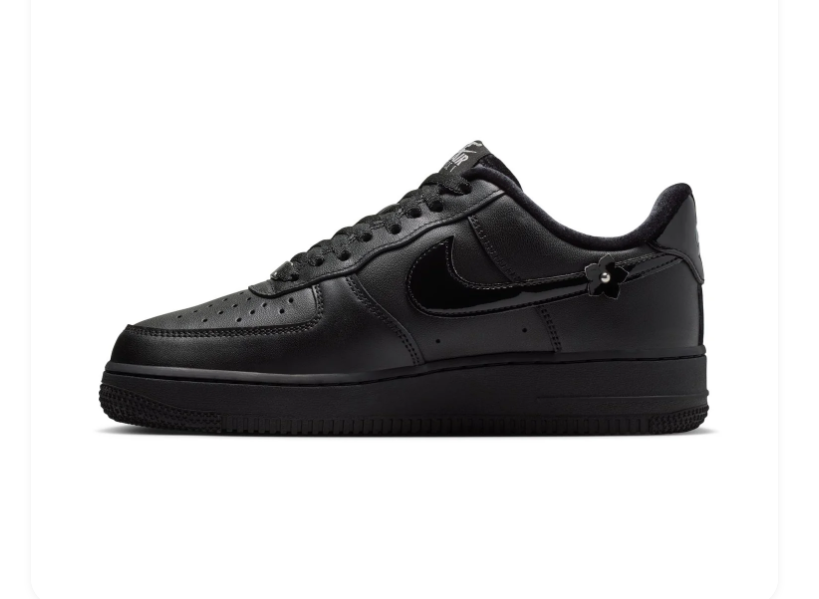 Nike Air Force 1 Low '07 SE Triple Black Floral Charm Sakura Stud Special Edition Court Sneakers