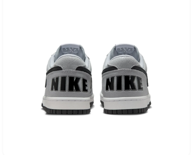 Nike Dunk Low Wolf Grey Black Oversized NIKE Text University Red Collar Classic Court Lifestyle Sneakers